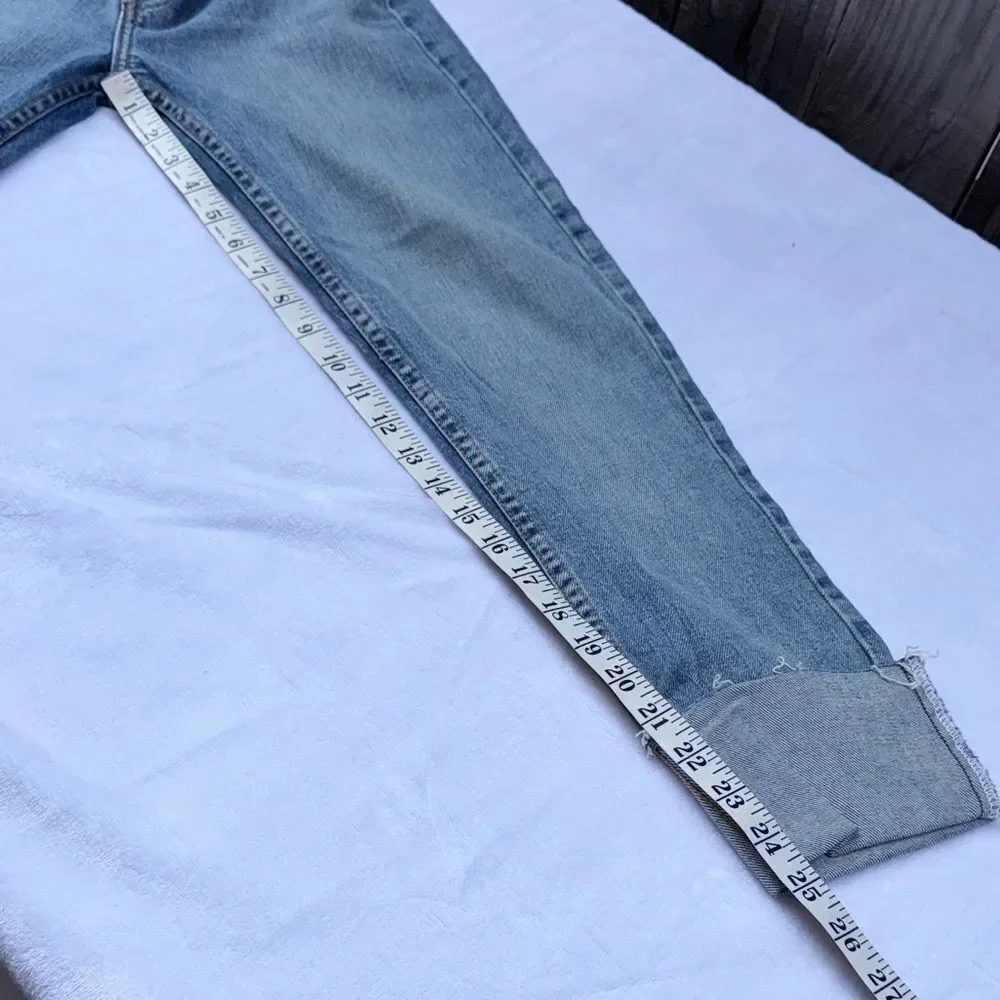 RE/Done High Rise Ankle Crop Stretch Jeans In Classic Stone Size 25